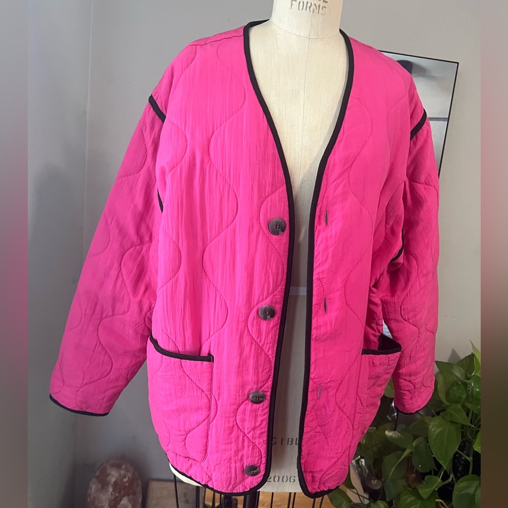 Gene Ewing Neiman Marcus Quilted Pink Silk Vintage Jacket Oversized